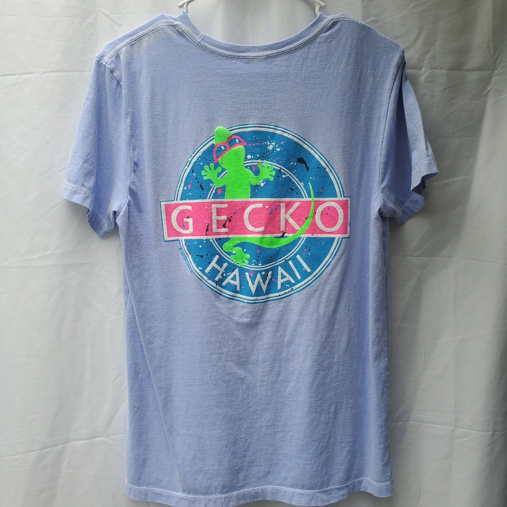 Gecko Hawaii Hyperflash Color Changing T-Shirt Blue Neon Graphic Mens Medium